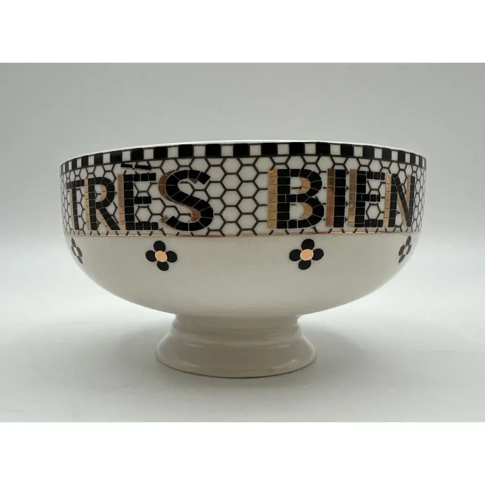 Anthropologie Bistro Tile Nut Bowl 4” TRES BIEN Ceramic French Art Deco Style